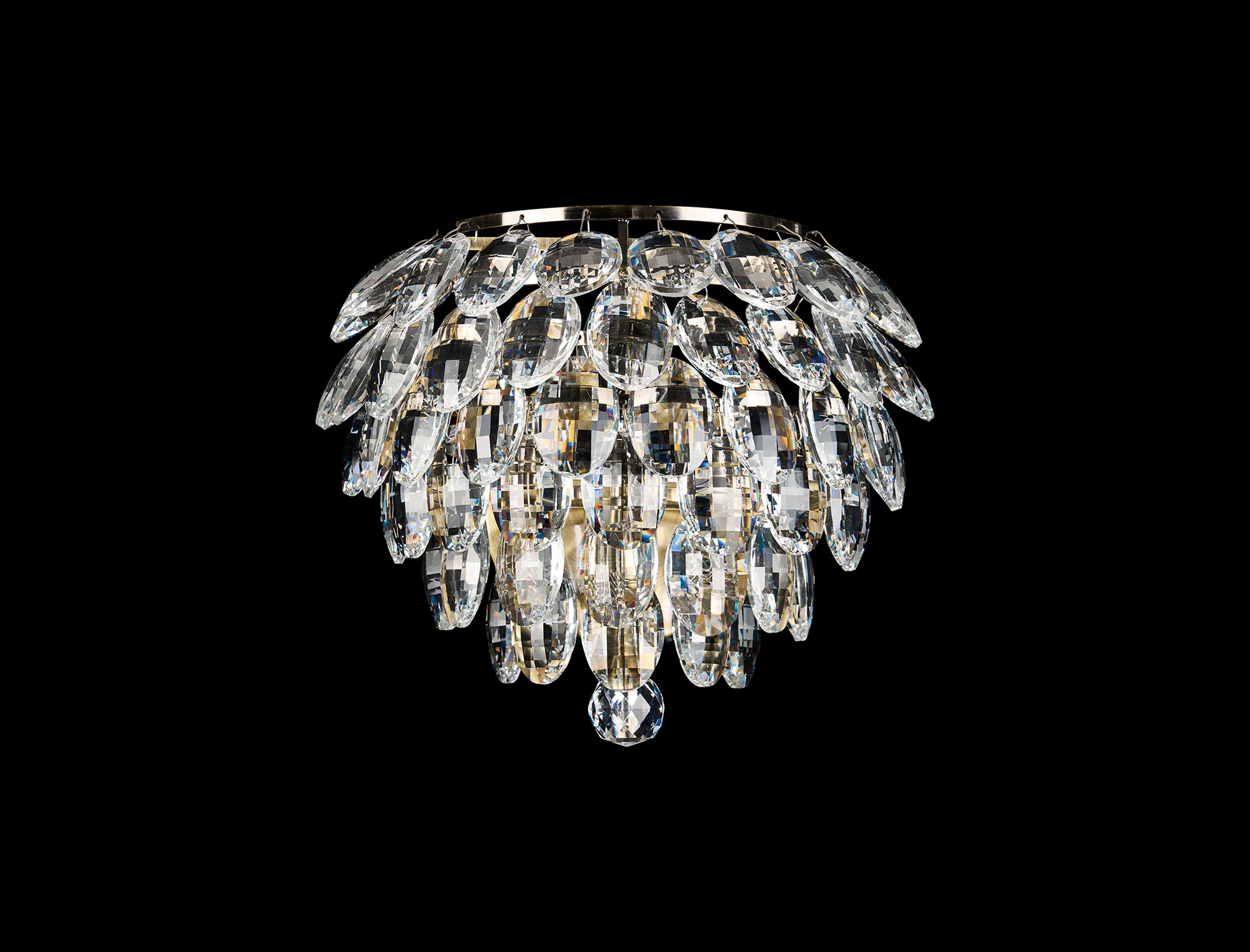Coniston Antique Brass Crystal Wall Lights Diyas Flush Crystal Wall Lights